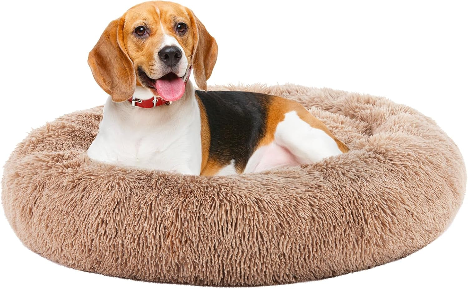 dumos-30-7-inch-donut-dog-bed-faux-fur-plush-grey-machine-washable-cuddler-warming-cozy-fluffy-faux-fur-plush-round-pet-bed-anti-slip-bed-for-indoor-dogs-and-cats