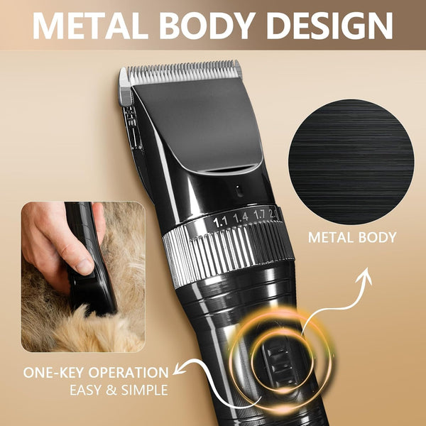 Professional Dog Grooming Clippers for Thick Coat - Dog Hair Trimmer for Grooming Kit- Sheep Shears for Thick Hair – Pet Grooming Clippers for Dogs, Cats, Sheeps, Horse (Black)5