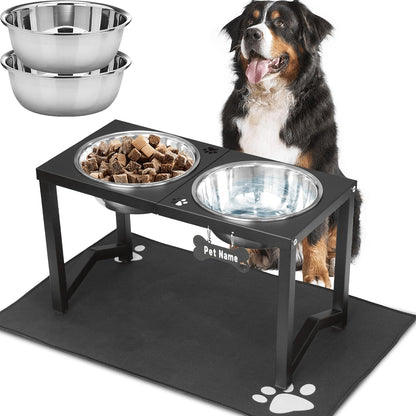 Elevated Dog Bowls, Metal Raised Dog Bowl Stand with 2 Thick 58Oz Stainless Steel Food Bowls & Non-Slip Mat - 11.8" Tall for Medium/Large Breeds8