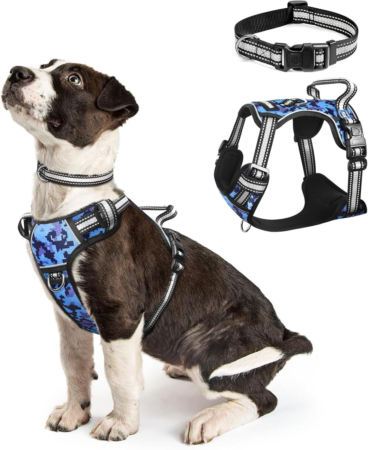 dog-harness-no-pull-pet-harnesses-with-dog-collar-adjustable-reflective-oxford-outdoor-vest-front-back-leash-clips-for-small-medium-large-extra-large-dogs-easy-control-handle-for-walking