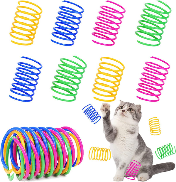 120 Pack Cat Spring Toy - Interactive Plastic Coils for Indoor Cats, Colorful Spiral Springs for Swatting, Biting, Hunting - Active Healthy Fitness Play Kitten Toys1