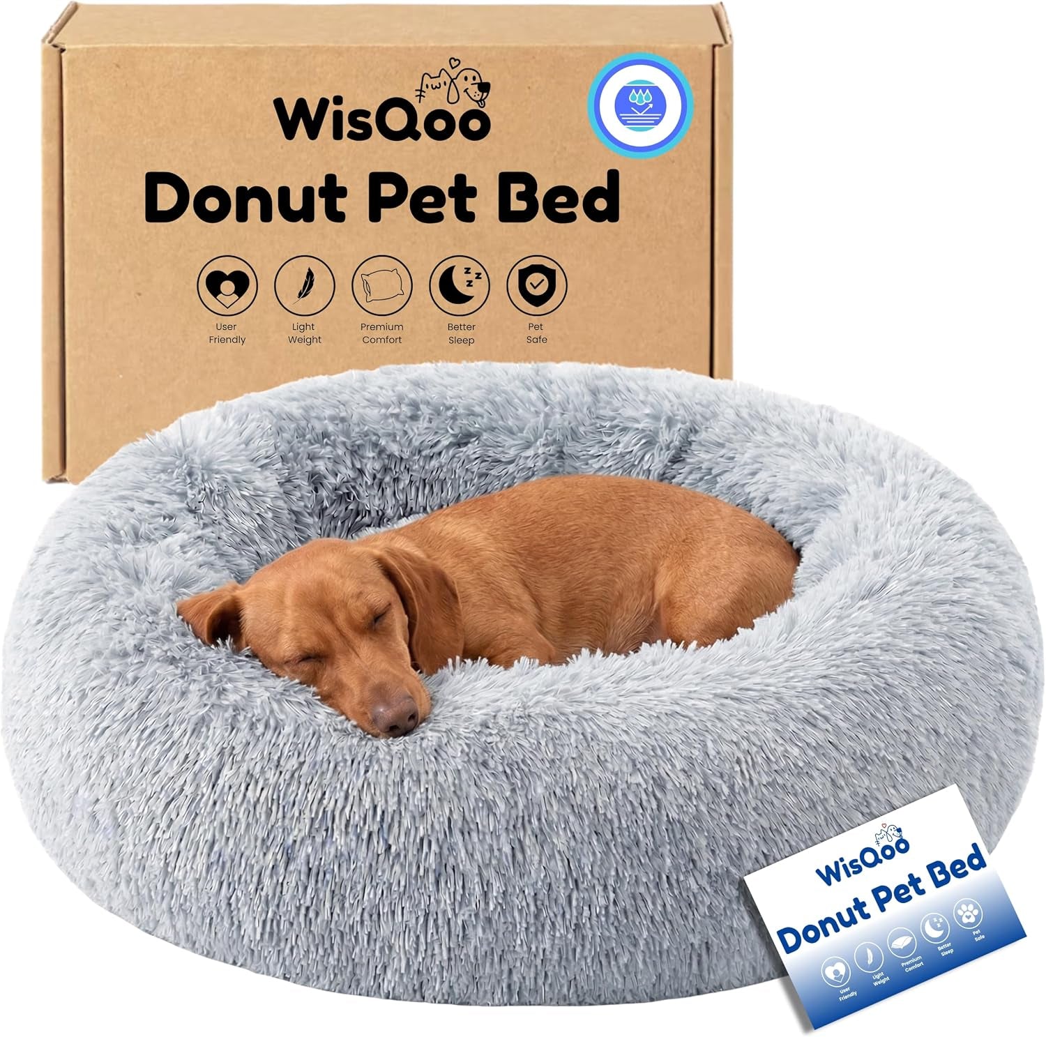 calming-donut-dog-bed-faux-fur-anti-anxiety-pet-bed-with-removable-washable-cover-water-resistant-liner-plush-fluffy-round-nest-non-slip-bottom-for-dogs-cats-small-grey