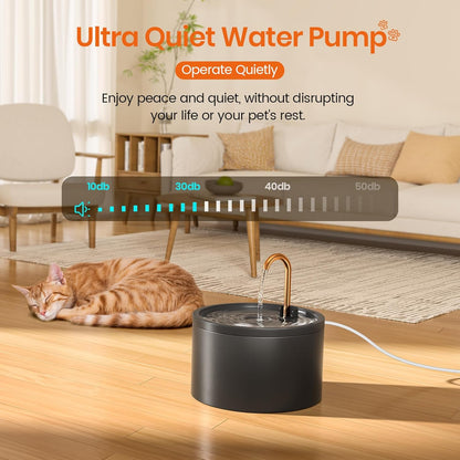 MISFANS Ceramic Cat Water Fountain, All-Ceramic Body, Pure Copper Spout | 2.1L/71Oz Capacity, under 20Db Pump, Dual Filtration, Faucet and Fountain Modes, Easy-Clean Unit, 3 Filters and Sponge, Black3