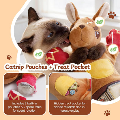 Cat Wrestling Glove, 22 Inch Cat Puppet Wrestler with 5 Catnip Pouches & 3 Layer Resistant Protection, Interactive Cat Toy with Treat Pocket for Boredom Relief & Mental Stimulation5