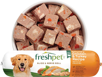 Freshpet Fresh Dog Food, Slice & Serve Roll, Chunky Chicken & Turkey Recipe, 1.5 Lb1
