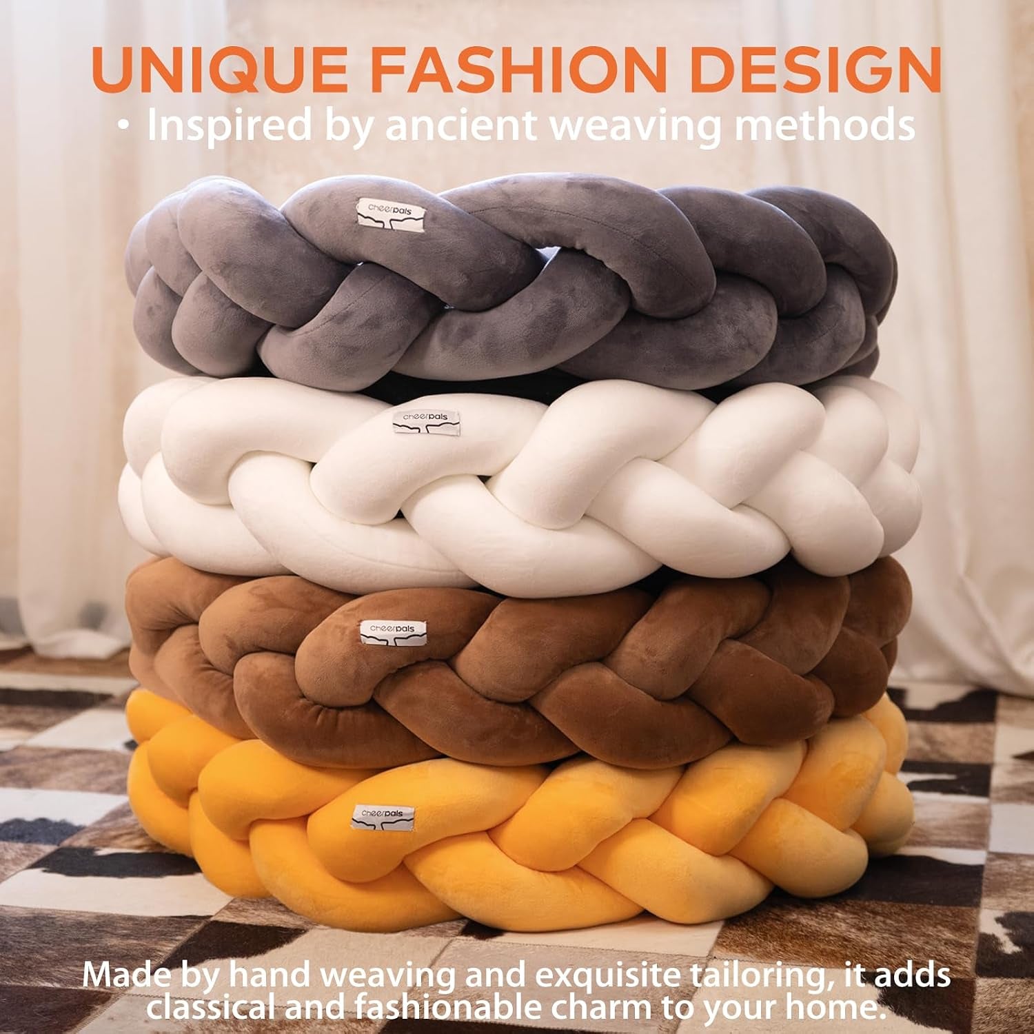 cheerpals-weave-cat-bed-for-indoor-cats-cute-pet-bed-with-washable-cushion-fluffy-kitty-bed-for-small-dogdark-gray