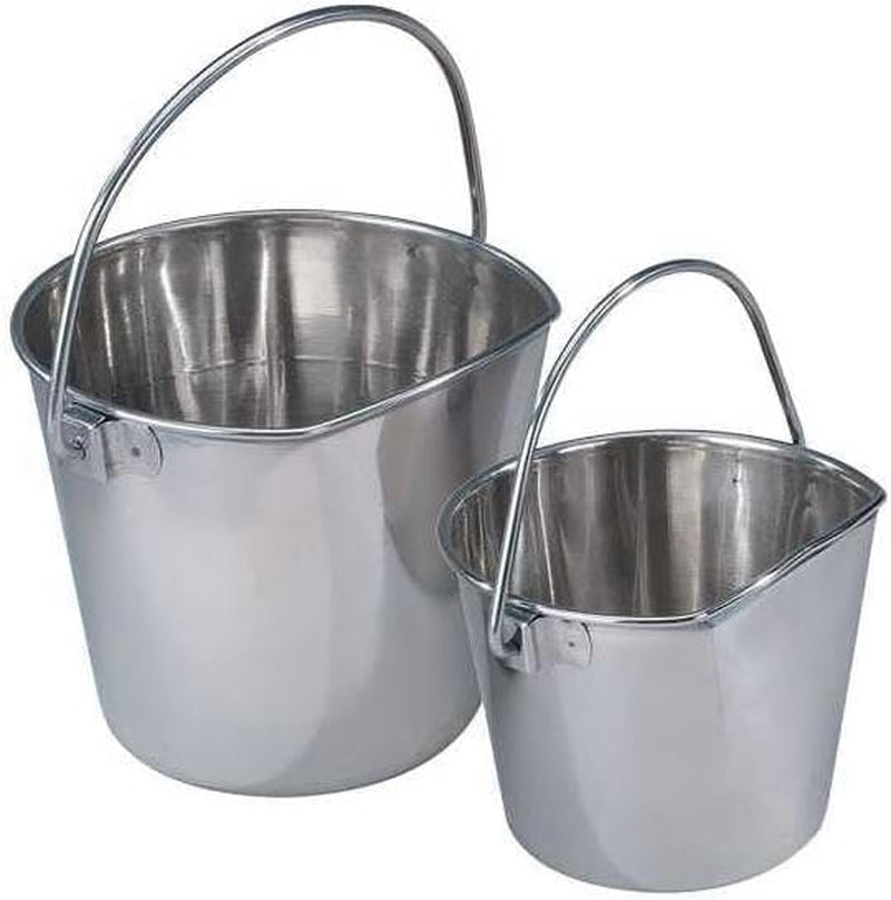 pro-select-stainless-steel-pet-pail-1-quart-size-heavy-duty-flat-sided-pail-great-for-providing-water-in-pet-kennels
