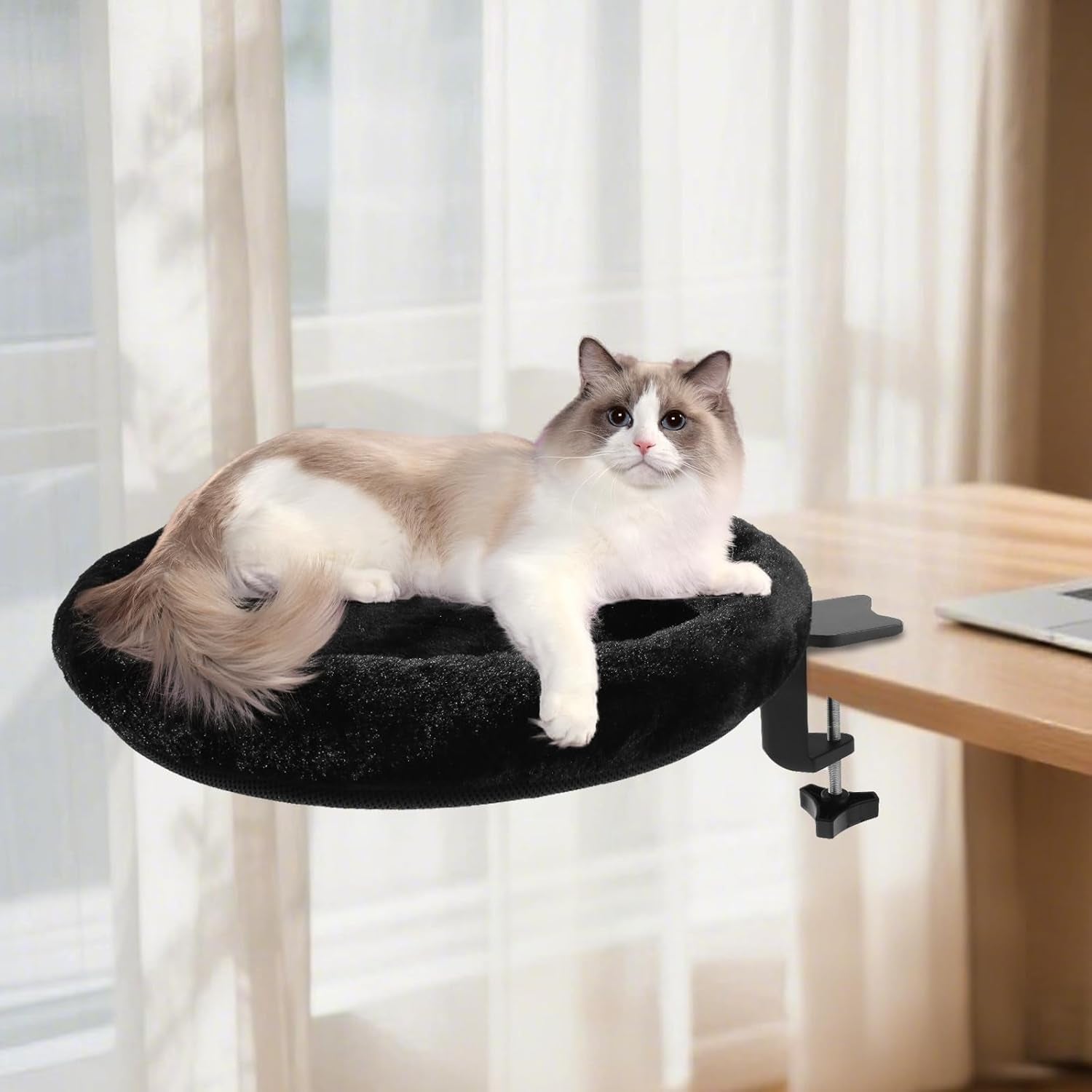 cat-desk-bed-ergonomic-cat-desk-perch-clamp-for-remote-workers-quality-desktop-suspended-cats-bed-rotating-cats-hammock-desk-with-removable-cover-cat-bed-hold-up-to-50lbs