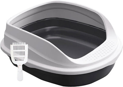 Pet Litter Pan with Scooper, Open Top Litter Box with High Sides, Non-Slip Bottom, Easy to Clean Cat Litter Tray for Indoor Cats- 45Cm8