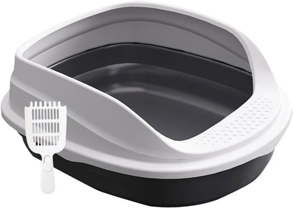 Pet Litter Pan with Scooper, Open Top Litter Box with High Sides, Non-Slip Bottom, Easy to Clean Cat Litter Tray for Indoor Cats- 45Cm8