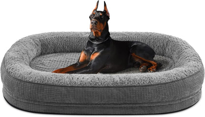 JOEJOY Orthopedic Dog Beds Large Sized Dog, XL Egg-Crate Memory Foam Pet Couch Bed with Bolster Sides, Waterproof Lining, Removable Washable Cover & Non-Slip Bottom, Grey28