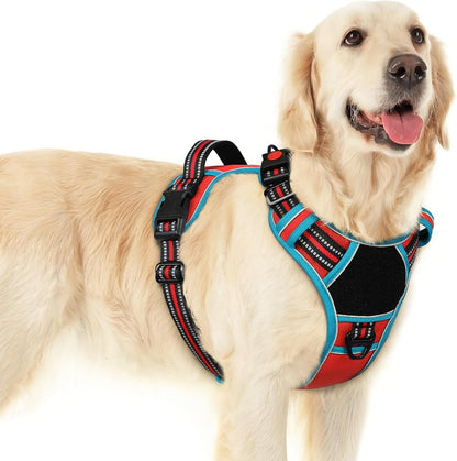 Eagloo Dog Harness No Pull for Large Dogs, Easy on & off with 3 Buckles | No Choke with Front Clip, Adjustable Fit, MOLLE System, Reflective Vest, Easy Control for Walking, Black, Large17