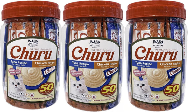 INABA Churu Lickable Grain-Free Purée Cat Treats, 25 Tuna & 25 Chicken | Grain-Free, Lickable, Squeezable Creamy Purée, Treat/Topper10
