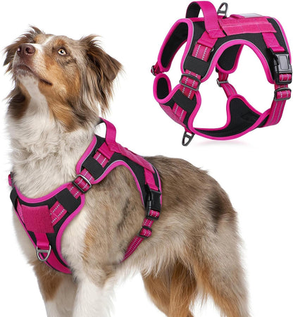 Rabbitgoo Tactical Dog Harness for Large, No Pull Military Service Vest | Molle & Handle, Heavy Duty, Adjustable, Reflective Straps, Easy Control for Training Walking, Black, Large10