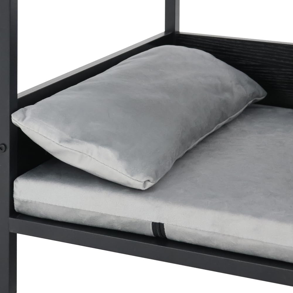 dog-bed-end-table-with-storage-drawer-and-washable-cushion-black-walnut-open-elevated-dog-bed-furniture-for-small-medium-dogs-up-to-50-lbs-metal-frame-drawer-for-living-room-bedroom-bedside