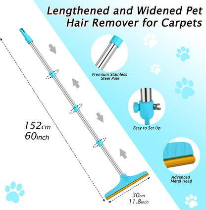 Carpet Rake for Pet Hair Removal Tool, Dog Cat Hair Remover for Furniture | 60'' Pet Hair Remover Broom for Pet Owner Reusable Hair Remover with Adjustable Handle, Carpet Brush for Rugs, Mats, Couch7