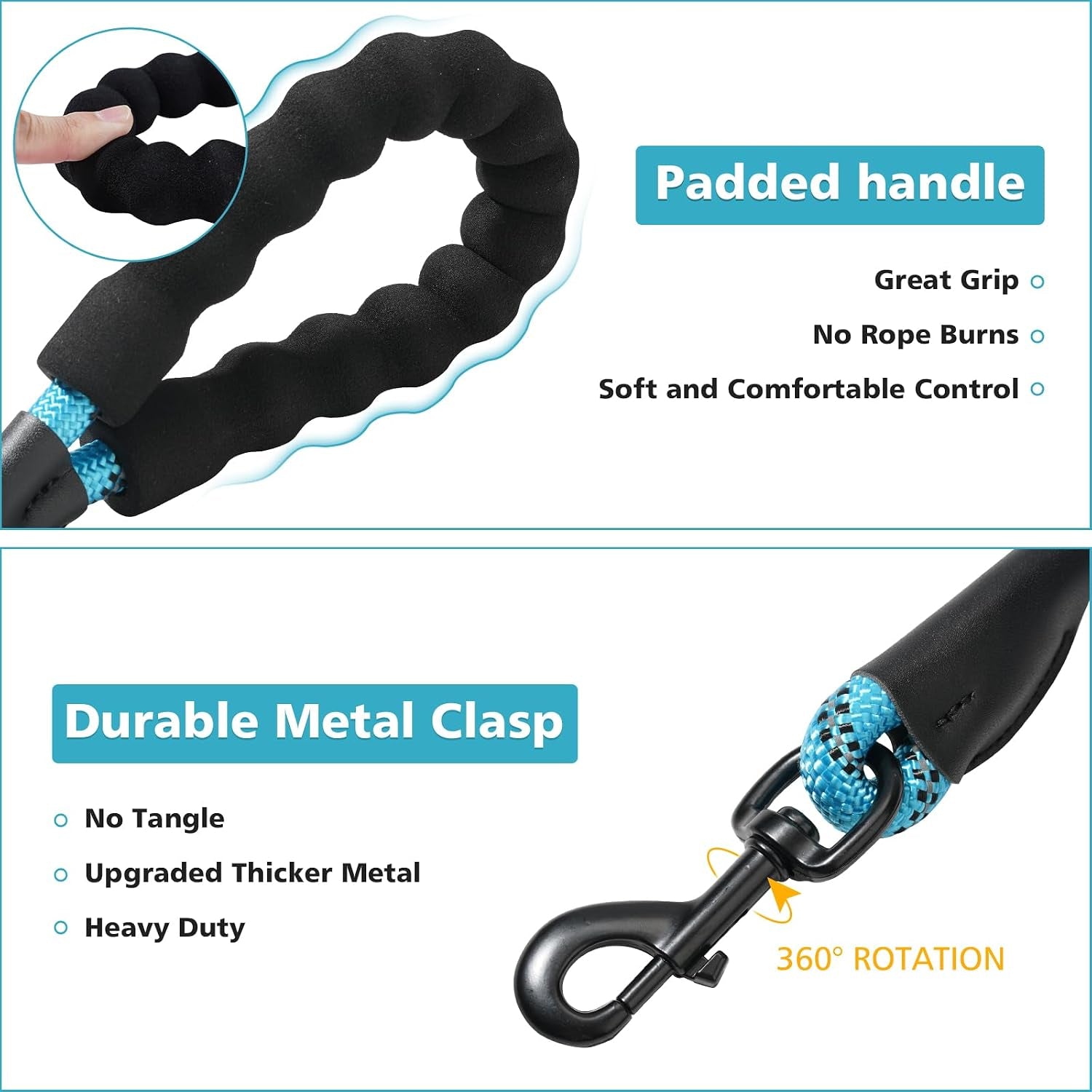 rttochfy-rope-dog-leash-2-4-5-6-8-10-ft-with-comfortable-padded-handle-and-highly-reflective-threads-for-small-medium-and-large-dogs-heavy-duty-1-2-5-ft-blue