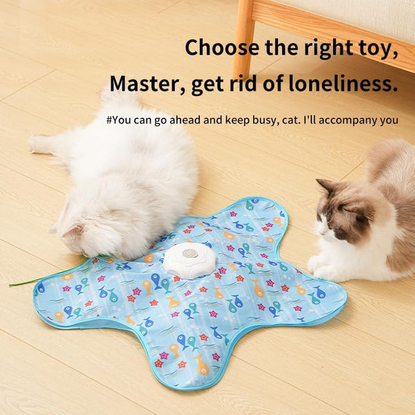 Rechargeable Automatic Cat Toy, 3-Mode Touch-Activated Interactive Toy with Random Motion, Concealed Feather & Squeaky Sound for Indoor Cats & Kittens (Blue)7