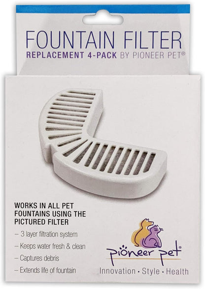 Pioneer Pet Water Fountain Replacement Filters – 4 Pack - Fits Raindrop Stainless Steel and Big Max Ceramic Fountains – Easy to Change, Carbon Water Filter (3014)2