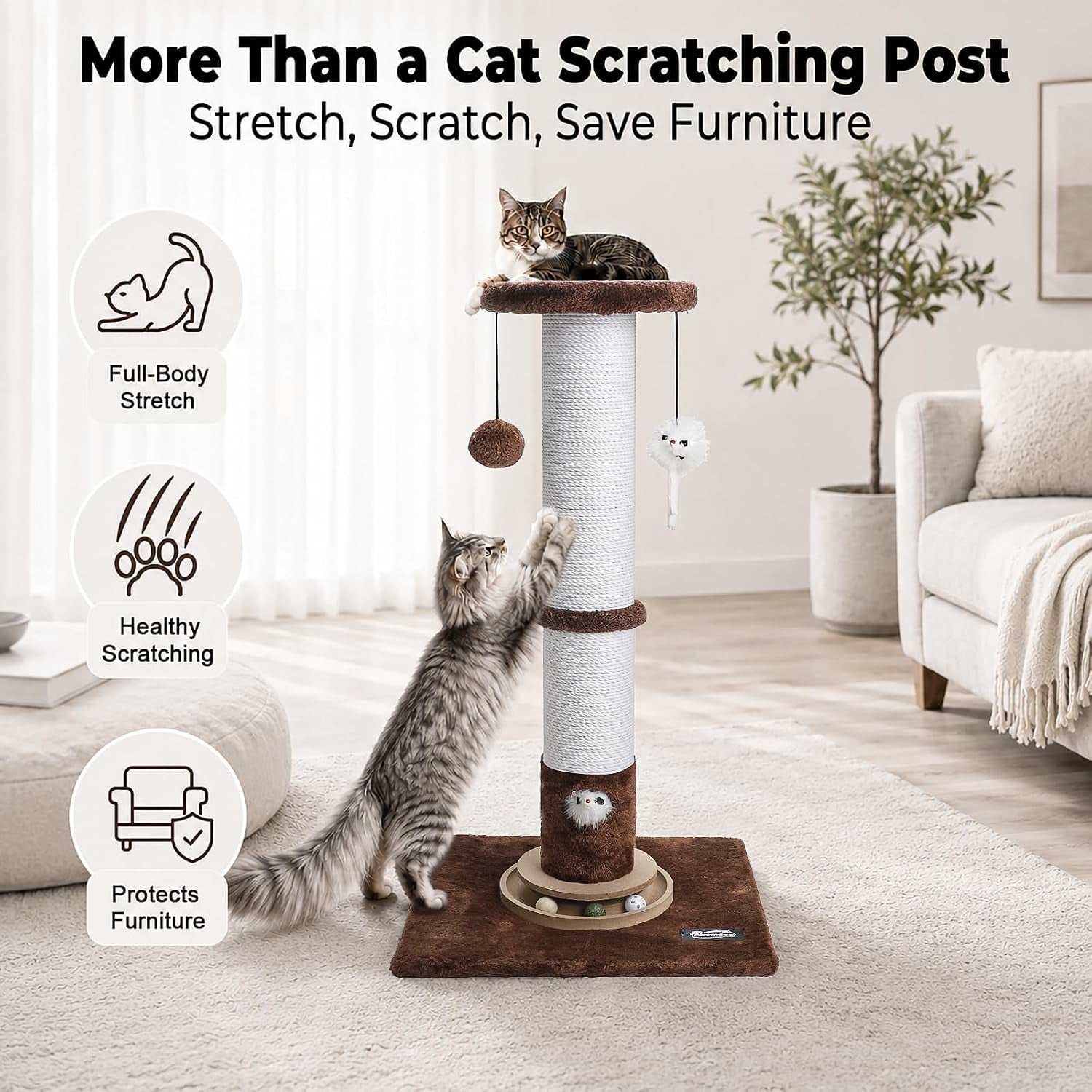 35-inch-tall-cat-scratching-post-stable-base-for-large-cats-brown-heavy-duty-soft-natural-cotton-rope-cat-scratcher-interactive-cat-toys-wooden-ball-track-for-kittens-and-indoor-cats