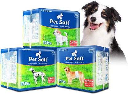 Pet Soft Disposable Male Wrap Dog Diaper,12Pcs,Xs13