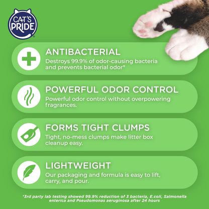 Cat'S Pride Antibacterial Cat Litter: Destroys 99.9% of Odor-Causing Bacteria - Powerful Odor Control - Premium Lightweight Clumping Litter - Scented, 18 Pounds4