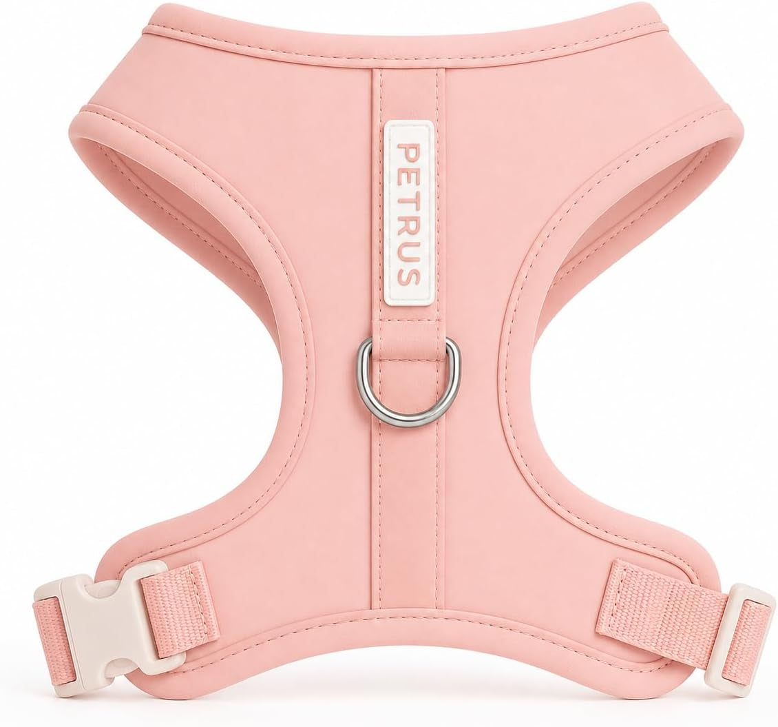 premium-no-pull-dog-harness-soft-neoprene-breathable-mesh-vest-with-front-back-clip-d-rings-adjustable-lightweight-walking-harness-for-puppies-small-medium-dogs-bronze-brown-gold-m