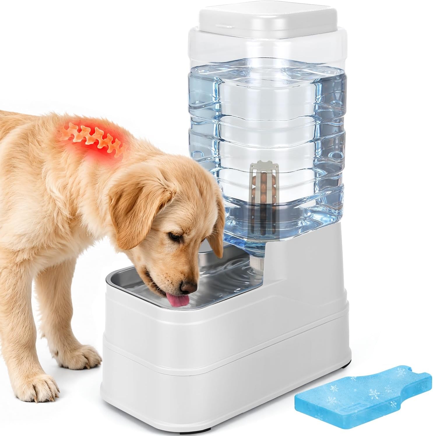 2-2-gallon-pet-automatic-dog-water-dispenser-cat-gravity-waterer-feeder-with-stainless-steel-bowl-8l-large-capacity-puppy-feeding-raised-bowls-with-filter-ice-pack