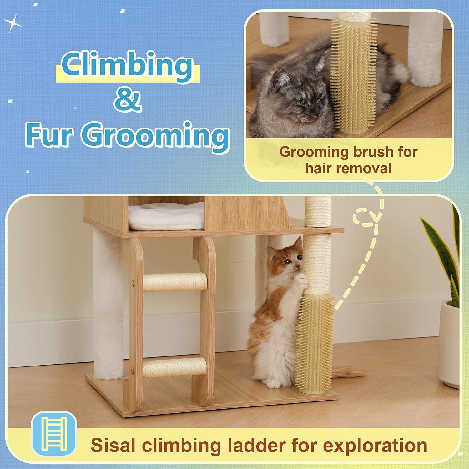 hey-brother-wooden-cat-tree-furniture-tower-with-large-platforms-mpj121bt-69-7-inch-modern-full-sisal-scratching-posts-hammocks-spacious-condo-ladder-brush-water-proof-surface-white-oak