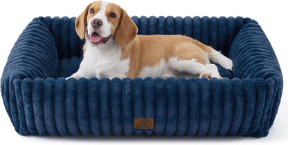 Bedsure Comfyfleece™ Cute Dog Bed for Small Medium Dogs Washable,25In Cream | Furry Puppy Beds,Square Rectangle Orthopedic Corduroy Aesthetic Pet Beds,Removable Zipper Cover,Non-Slip Bottom,Up to 15 Lbs24