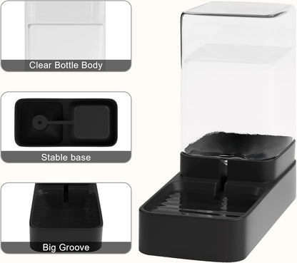 Automatic Cat Feeder and Water Dispenser in Set with Pet Food Bowl,Gravity Dog Waterer and Food Feeder for Small Medium Dog Cat Puppy Kitten Large Capacity(3.3L,Black)5