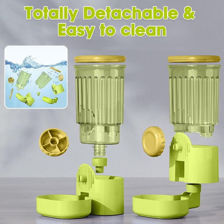 Hanging Small Cat Feeder Water Set, 1L Food Dispenser and 0.8L Water Bottle | Automatically Refill, Auto Gravity Pet Feeder and Waterer Set, 3-5 Days for Puppy, Kitten, Rabbit and Small Pets+2