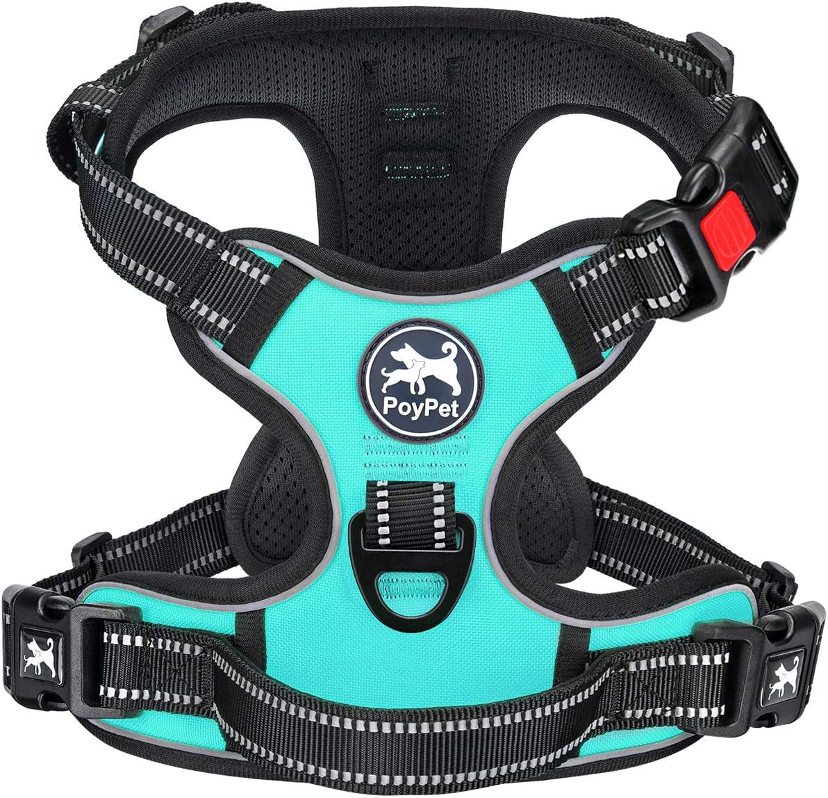 poypet-no-pull-dog-harness-no-choke-front-lead-dog-reflective-harness-adjustable-soft-padded-pet-vest-with-easy-control-handle-for-small-to-large-dogspink-medium