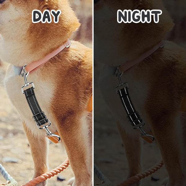 YUEPET Dog Safety Collar Clips 2 Pack Adjustable Prong Backup Clips Reflective Double Ended Backup Clasp Leash Connector for Dog Harness to Collar Safety Clip(Grey+Black) | Prong Collar Backup, Double-Ended Clips, Harness to Collar Connector, Reflective Strap, 7-8.2 in Adjustable Length, 2 Pack5