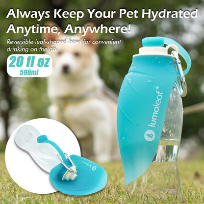 Lumoleaf Dog Water Bottle for Walking, Portable Pet Water Dispenser with Foldable Leaf Bowl – Lightweight Travel Bottle for Small & Medium Dogs, 20 Fl Oz6