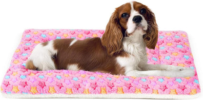 Mora Pets Dog Crate Pad - Ultra Soft Pet Bed with Cute Star Print, Washable Mat for Large Medium Small Dogs, Reversible Fleece Kennel Liner, Cat Bed 23 X 18 Inch Brown37