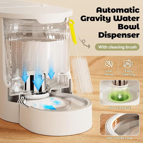 JUNSPOW Automatic Cat Feeder 2-In-1 Set with Stainless Steel Bowls | Dog Feeding & Watering Supply with Stailess Steel Bowls Large Capacity Low Noise3