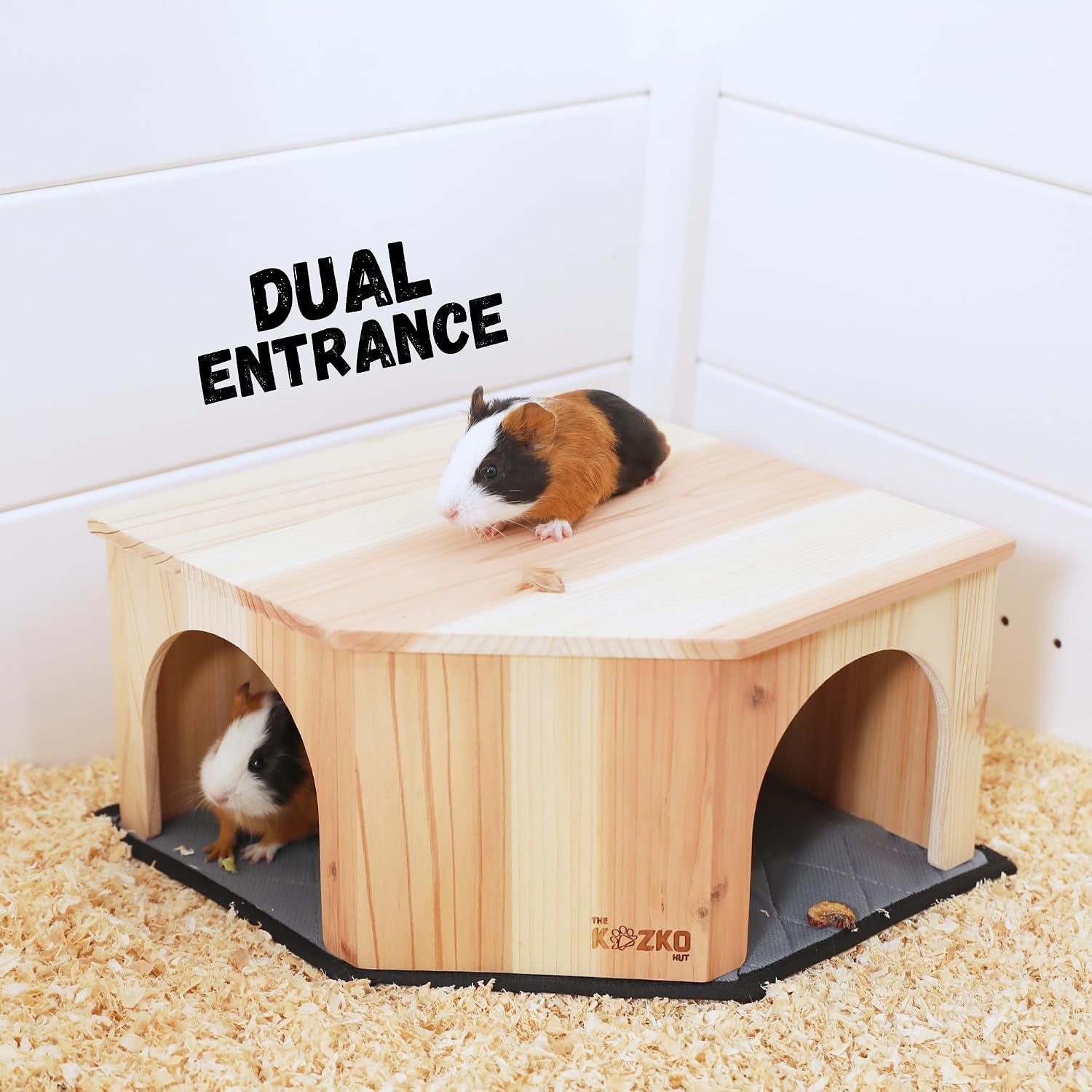 wooden-guinea-pig-corner-hideout-hidey-for-chinchilla-rat-and-hedgehog-with-pee-pad-fully-assembled-dual-entrances-guinea-pig-accessories-by-the-kozko-hut
