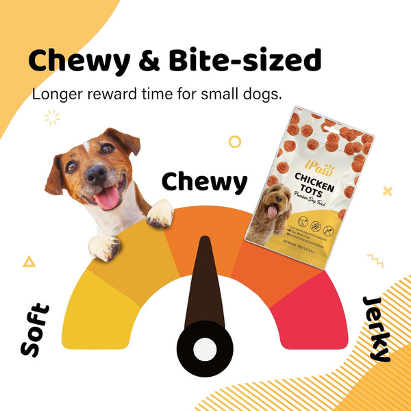 Ipaw Chicken Tots Dog Treat,Sqf-Certified Production Process,Training Treat | Puppy Training, Human Grade, Training Reward, Hypoallergenic, Easy to Digest6