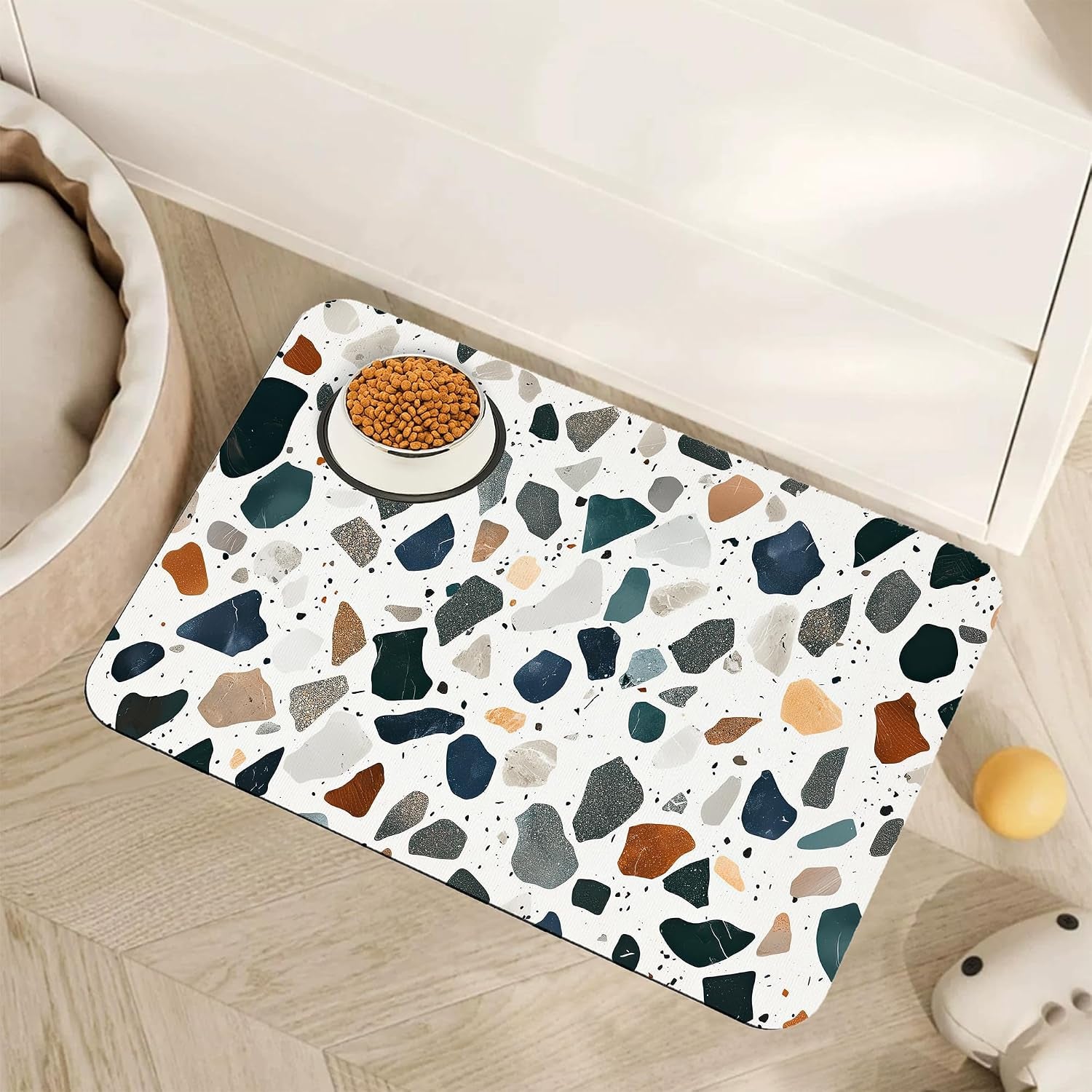 cute-strawberry-flower-dog-cat-food-mat-pink-absorbent-pet-feeding-mat-with-rubber-backing-non-slip-water-bowl-placemat-indoor-pet-accessories-supplies-12x20