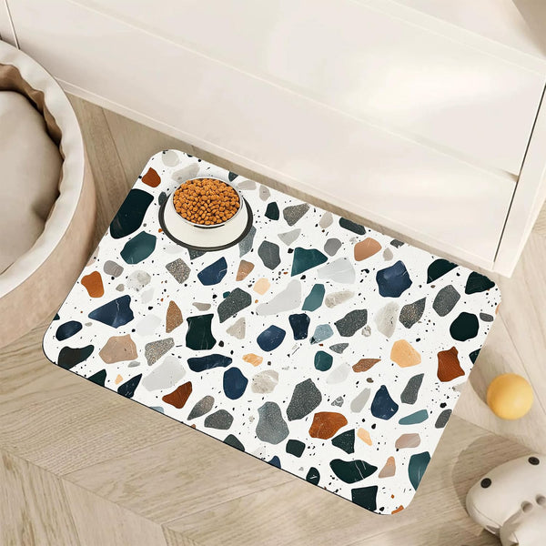 Cute Strawberry Flower Dog Cat Food Mat,Pink Absorbent Pet Feeding Mat with Rubber Backing,Non-Slip Water Bowl Placemat,Indoor Pet Accessories Supplies 12"X20"16