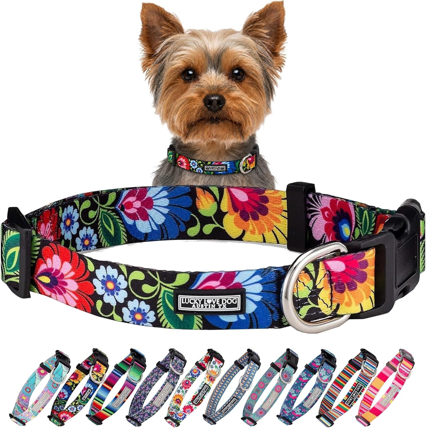 lucky-love-dog-easy-click-buckle-dog-collar-with-leash-set-combo-durable-comfortable-for-male-female-dogs-pet-collar-for-medium-dogs-secure-fit-blackbird-combo-medium