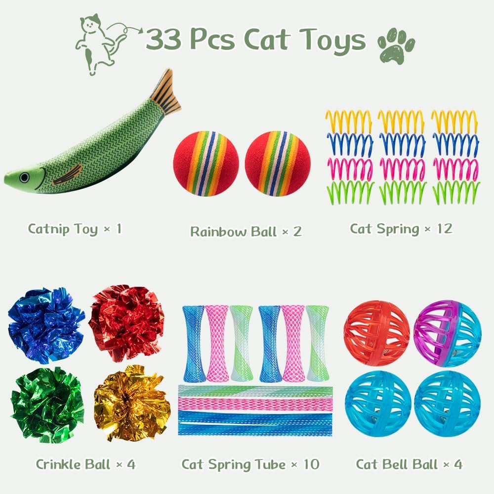cat-toys-33-pack-delightful-interactive-variety-set-for-cats-kittens-with-catnip-toy-crinkle-balls-cat-ball-toys-springs-to-reduce-anxiety-destructive-behaviour