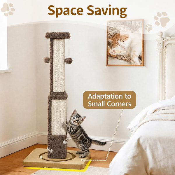 33" Tall Sisal Vertical Cat Scratching Post for Indoor Cats, Brown | Vertical Pole Post for Indoor Cat4