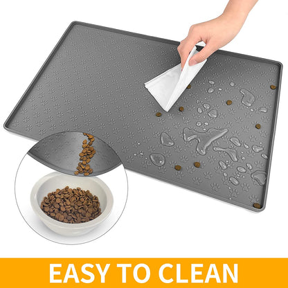 Ptlom Pet Placemat for Dog and Cat, Mat for Prevent Food and Water Overflow, Suitable for Small, Medium and Big Pet, 18" 12", Grey, Silicone7