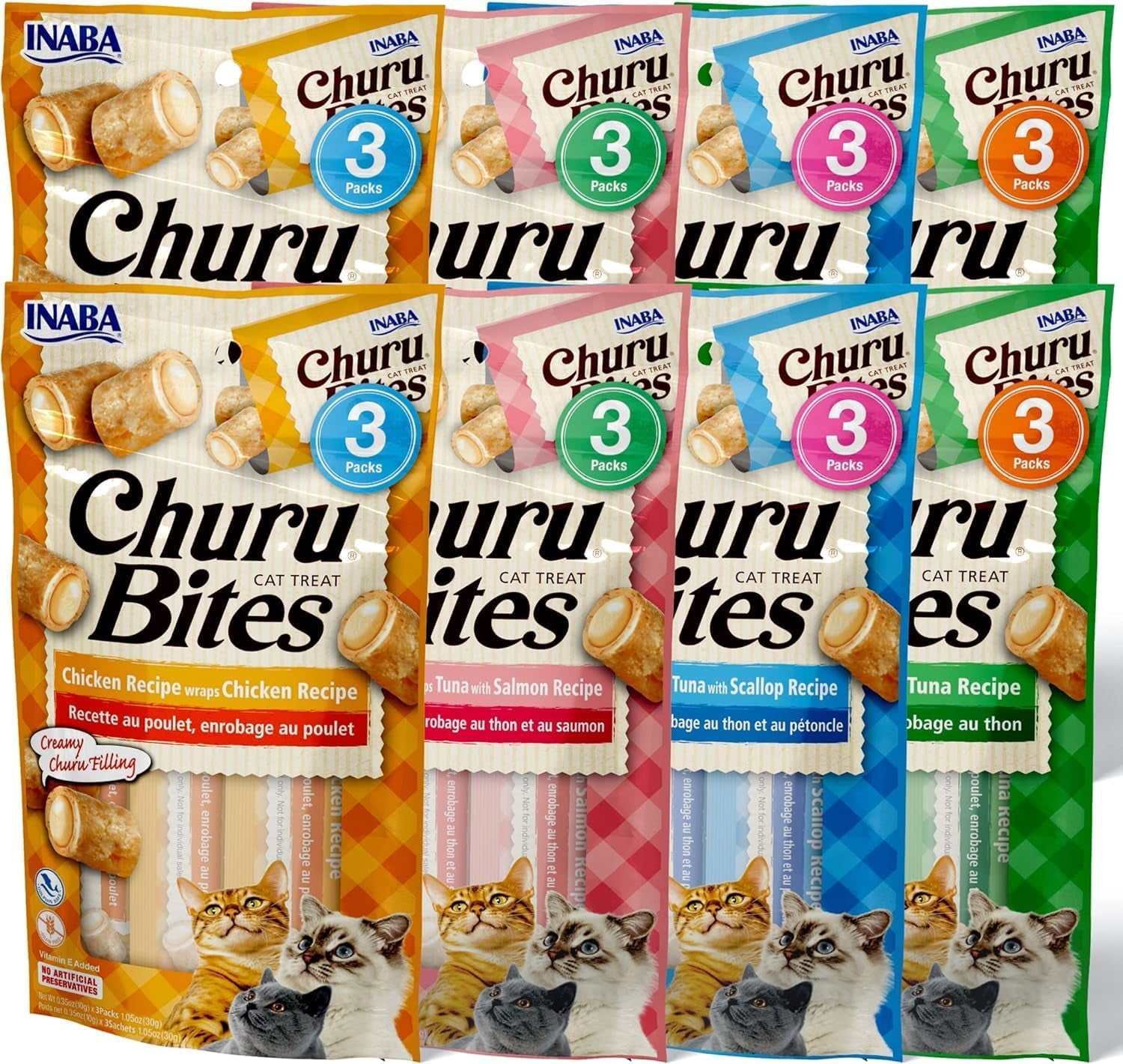 inaba-churu-bites-for-cats-soft-baked-chicken-churu-filled-cat-treats-with-green-tea-extract-0-35-ounces-each-tube-12-tubes-total-4-flavor-variety