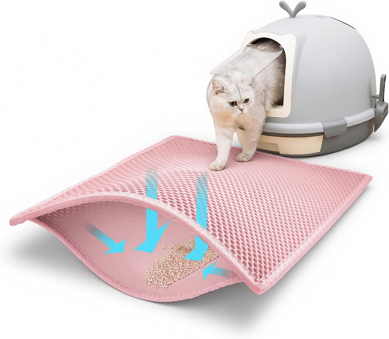 pieviev-cat-litter-mat-double-layer-waterproof-urine-proof-trapping-mat-1-pack-gray-24x15-inch-pack-of-1-honeycomb-design-catches-scattered-particles-to-stop-tracking-urineproof-base-protects-floors-easy-to-clean
