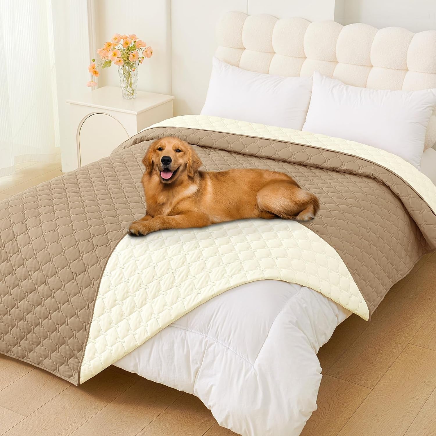smiry-waterproof-dog-bed-cover-reversible-pet-blanket-for-sofa-couch-soft-washable-dog-blanket-leakproof-couch-cover-for-dogs-cats-furniture-protection-52x82-grey-dark-grey