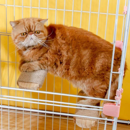 Cat Climbing Steps Scratching Tree - 2Pcs Scratching Steps Sisal Hemp Cage Shelf Ladder Pets Perch Furniture inside the Cage with Install Screws (S)7