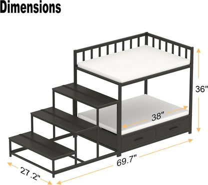 GDLF Dog Bunk Beds for Large Dogs, Dog Bedside Bed with Stairs & Storage, Space-Saving Indoor Pet Furniture2